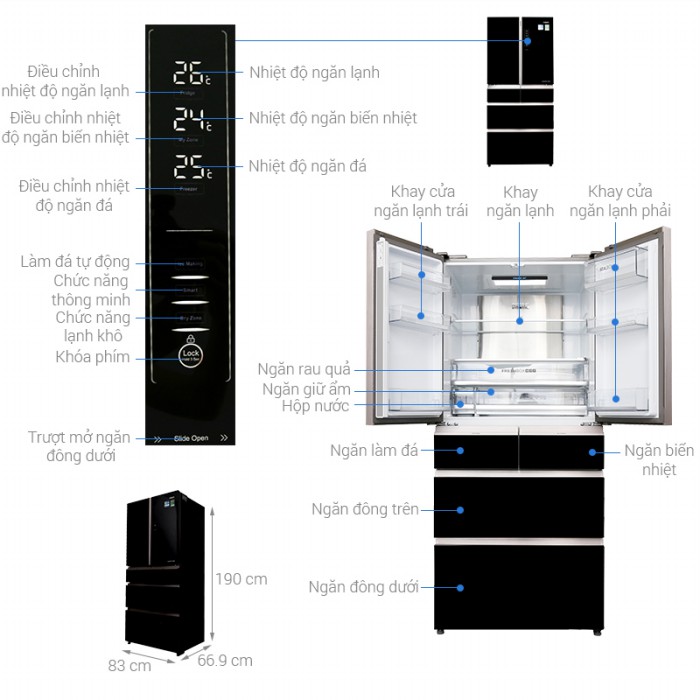 Tủ lạnh Aqua Inverter 553 lít AQR-IG686AM GB