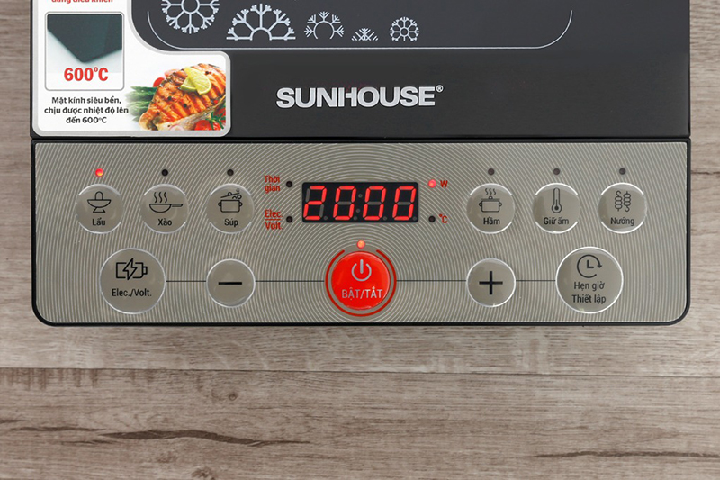 Bếp từ Sunhouse SHD6152 2000W Điều khiển điện tử với chỉ dẫn tiếng Việt rõ ràng, dễ hiểu, tiện thao tác