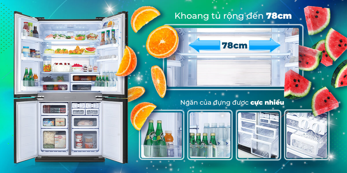 Tủ lạnh Sharp SJ-FX631V-SL 626 lít lịch lãm với thiết kế sáng tạo