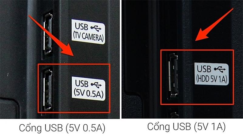 Ký hiệu USB 5V 0.5A - USB 5V 1A