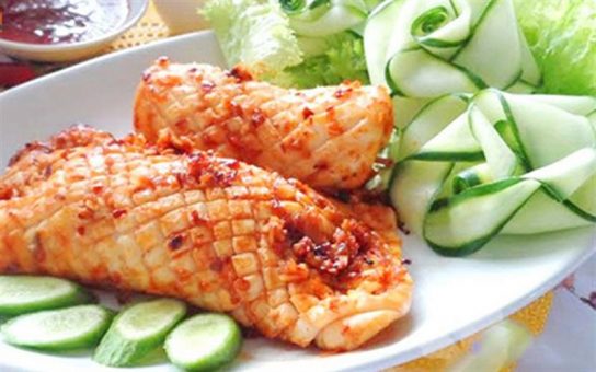 nướng mực bằng lò vi sóng