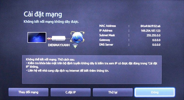 Tivi không thể kết nối với Modem