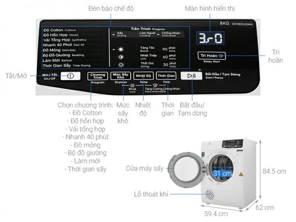 Máy sấy Electrolux EDV805JQWA 8 kg 5