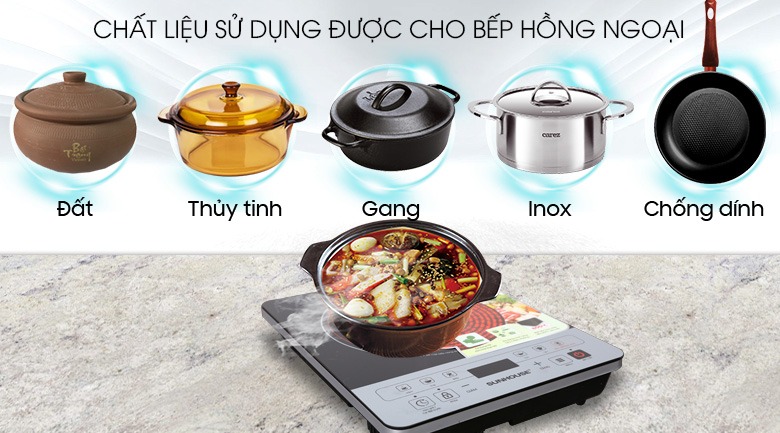 Bếp hồng ngoại Sunhouse SHD6005 dùng mọi loại nồi