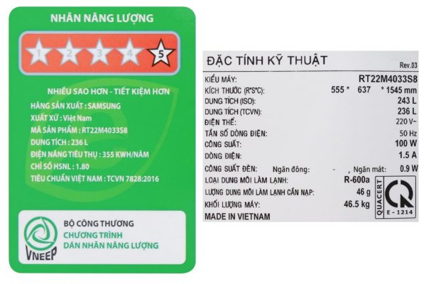 Tủ lạnh Samsung RT22M4033S8 3