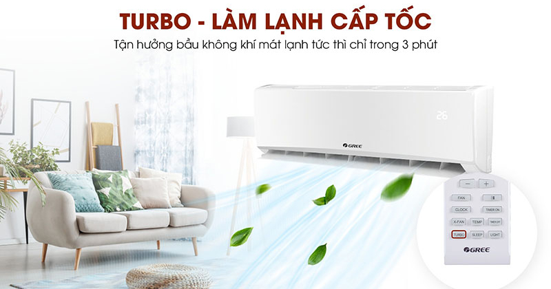 Điều hoà Gree 1 chiều 9000 BTU GWC09KB-K6N0C4 turbo làm mát