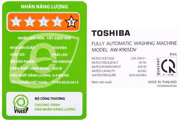 Máy giặt Toshiba 8 kg AW-K905DV(SG) 6