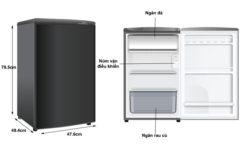 Tủ lạnh AQUA 90 lít AQR-D99FA(BS)
