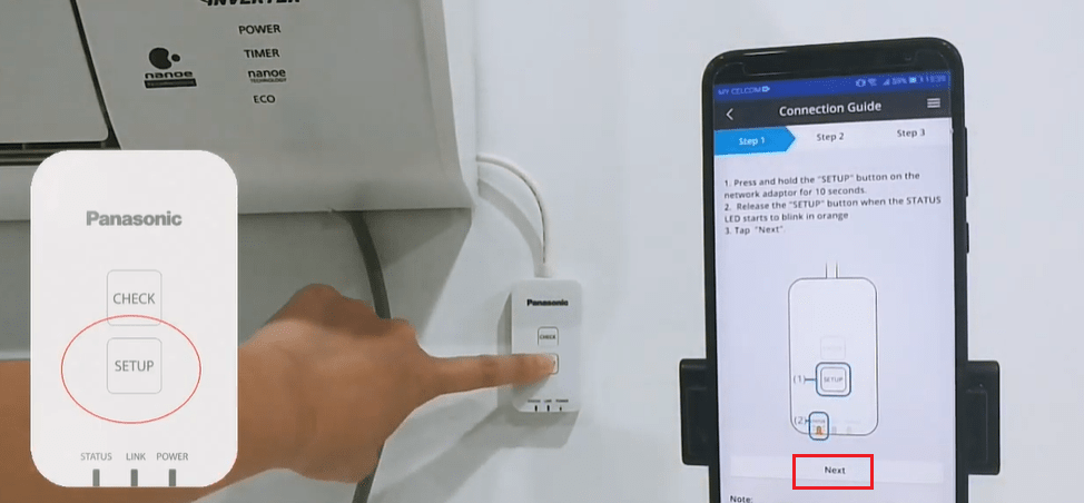 nút SET UP trên cục adaptor wifi