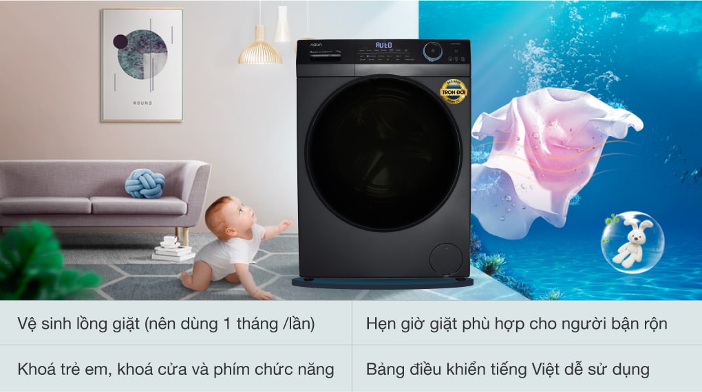 Máy giặt Aqua Inverter 9 kg AQD- D902G BK 15