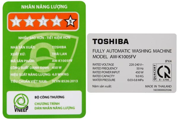 Máy giặt Toshiba 9 kg AW-K1005FV(SG) 11