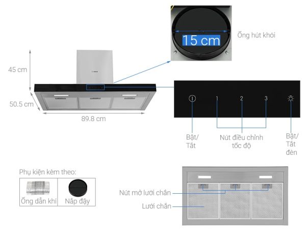 Máy hút mùi áp tường Bosch DWBM98G50B 9-min