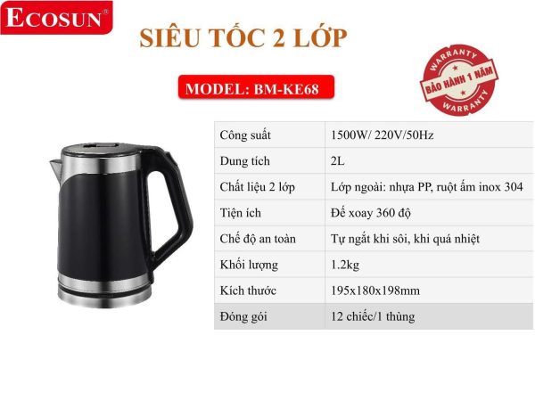 Ấm siêu tốc Ecosun BM-KE68 1-min