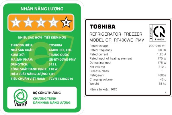 Tủ lạnh Toshiba inverter 312L GR-RT400WE-PMV(06)-MG 4-min