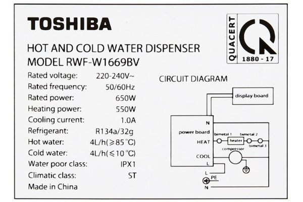 Cây nước nóng lạnh Toshiba RWF-W1669BV(K1) 650W 10-min