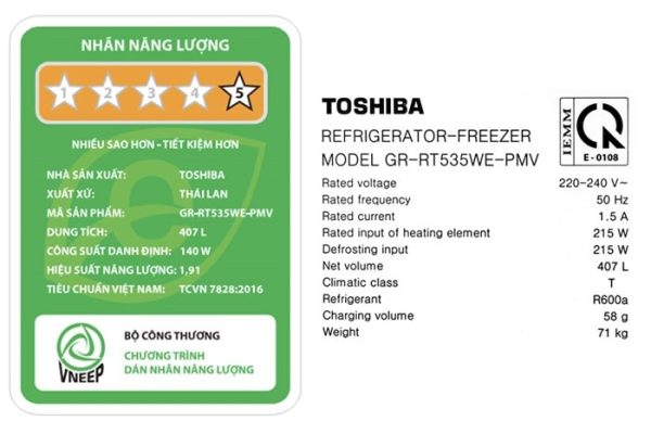 Tủ lạnh Toshiba Inverter 407 lít GR-RT535WE-PMV(06)-MG 14-min
